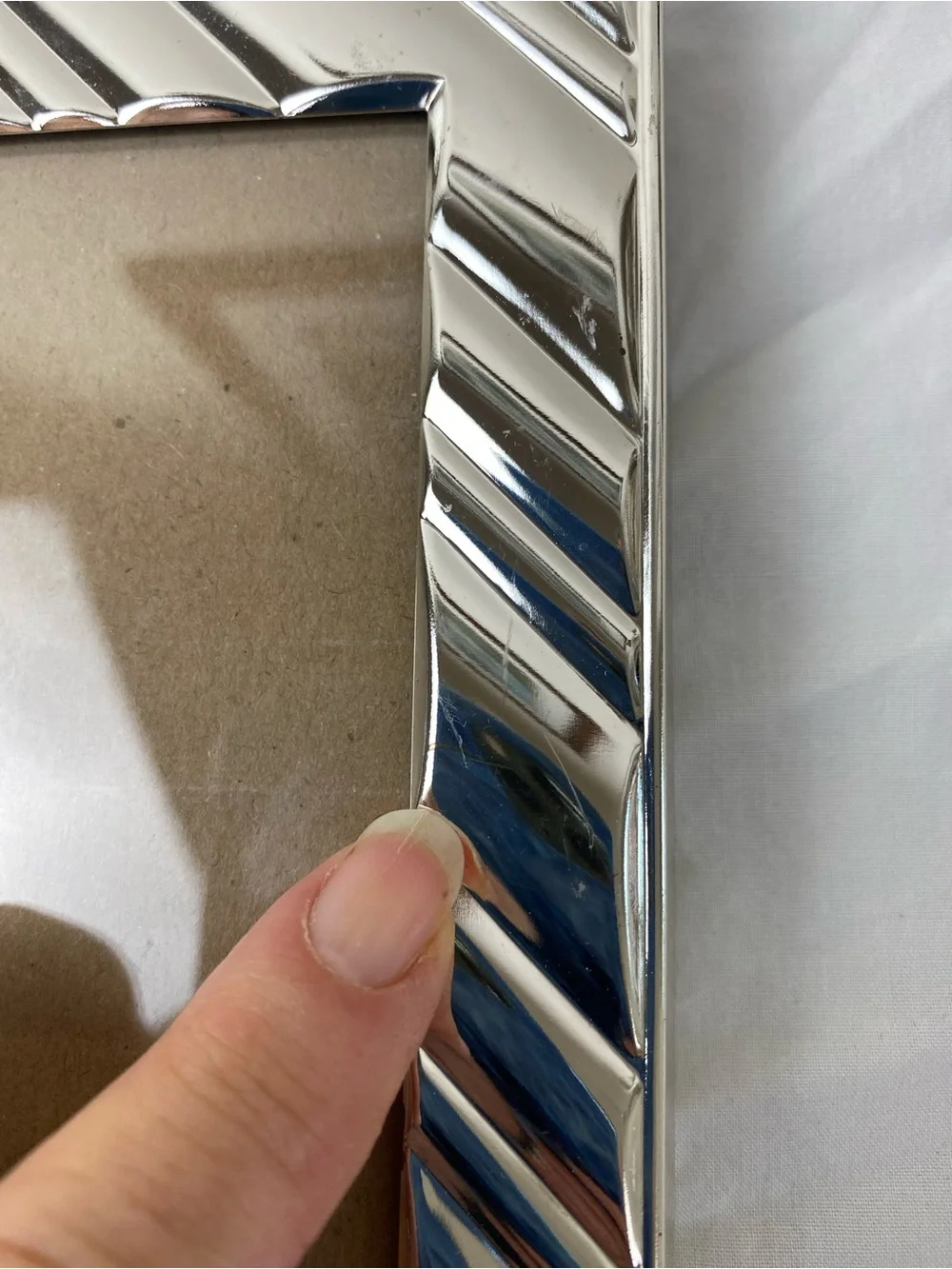 Sheffield Home Silver Diagonal Stripe Picture Frame 5x7”